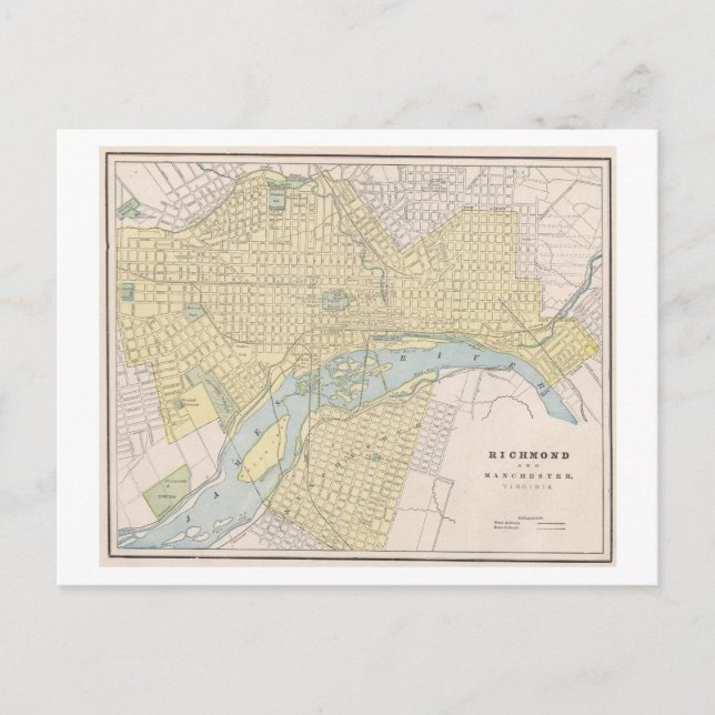 Postal Mapa antiguo de Richmond, Virginia, 1899 (Anverso)