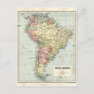 Postal Mapa antiguo de Sudamérica