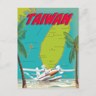 Postal Mapa Antiguo de Taiwán