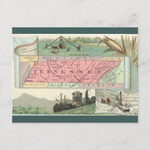 Postal Mapa antiguo de Tennessee
