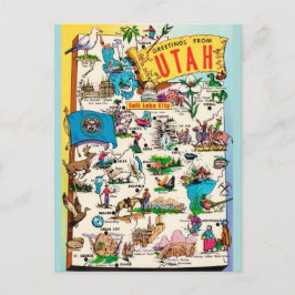 Postal Mapa Antiguo de Utah