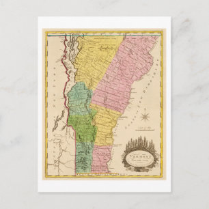 Postal Mapa Antiguo de Vermont de 1815