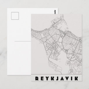 Postal Mapa antiguo de viaje de Reikiavik Islandia