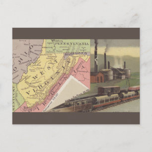Postal Mapa Antiguo de Virginia Occidental