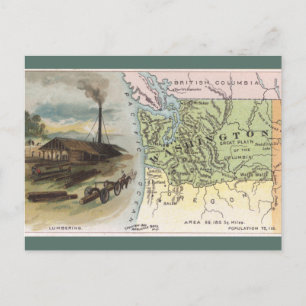 Postal Mapa Antiguo de Washington