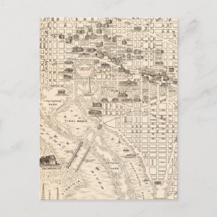 Postal Mapa antiguo de Washington DC