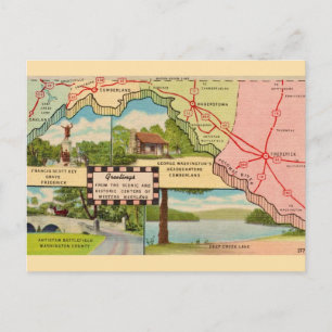 Postal Mapa Antiguo de Western Maryland