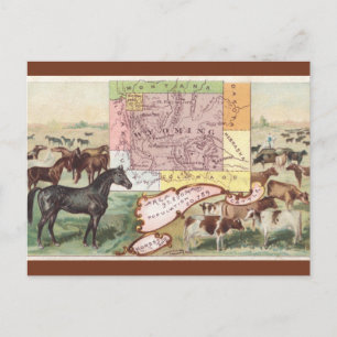 Postal Mapa Antiguo de Wyoming