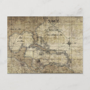 Postal Mapa antiguo del Caribe