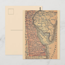 Postal Mapa antiguo del estado de Delaware 