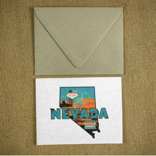 Postal Mapa Antiguo del Estado de Nevada Viajes a EE. UU.