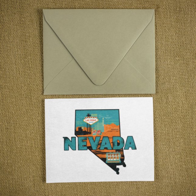 Postal Mapa Antiguo del Estado de Nevada Viajes a EE. UU. (Vintage Nevada State Map USA Travel Postcard)