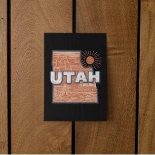 Postal Mapa Antiguo del Estado de Utah Mapa Retro de Viaj