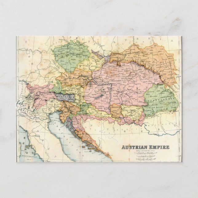 Postal Mapa antiguo del Imperio austriaco (Anverso)