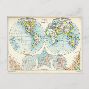 Postal Mapa antiguo del mundo