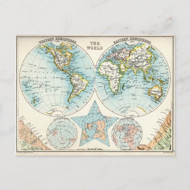Postal Mapa antiguo del mundo (Anverso)