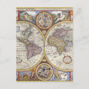 Postal Mapa antiguo del mundo