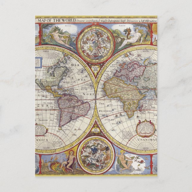 Postal Mapa antiguo del mundo (Anverso)