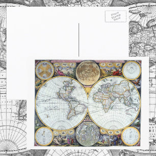 Postal Mapa antiguo del mundo, Atlas Maritimus de John Se