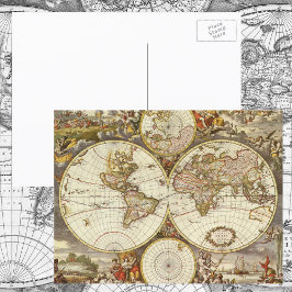 Postal Mapa Antiguo del Mundo, c. 1680. Por Frederick de