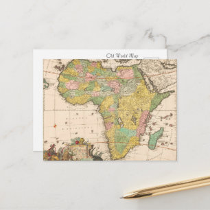 Postal Mapa antiguo del mundo de África