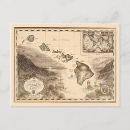 Postal Mapa antiguo del Sandwich Isles Hawaii 1700