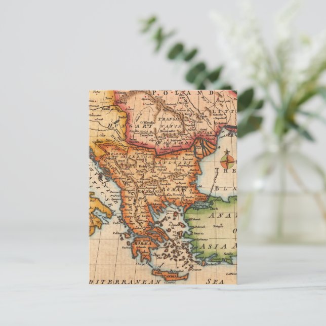 Postal Mapa antiguo inspirado (2) (Anverso de pie)