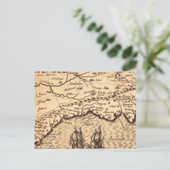Postal Mapa antiguo inspirado (3) (Anverso de pie)