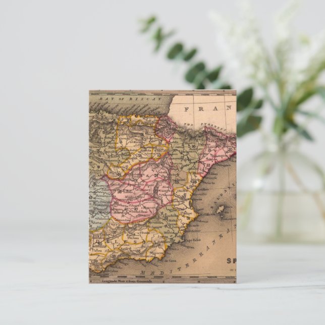 Postal Mapa antiguo inspirado (5) (Anverso de pie)