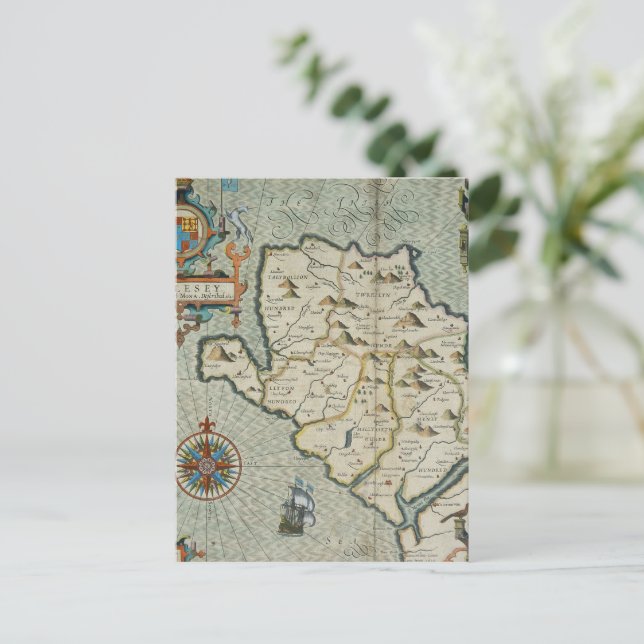 Postal Mapa antiguo inspirado (7) (Anverso de pie)
