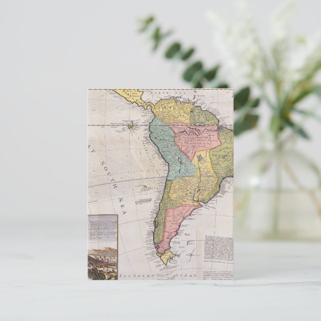 Postal Mapa antiguo inspirado (8) (Anverso de pie)