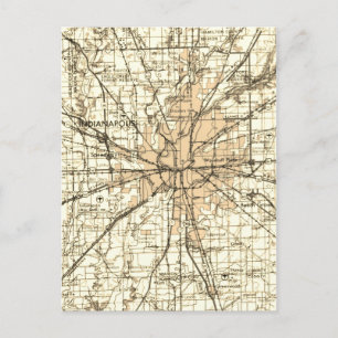Postal Mapa Antiguo Retro de Indianapolis