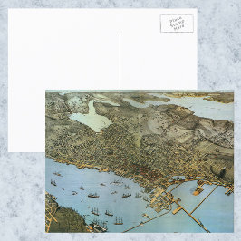 Postal Mapa antiguo Vista aérea Ciudad de Seattle Washing