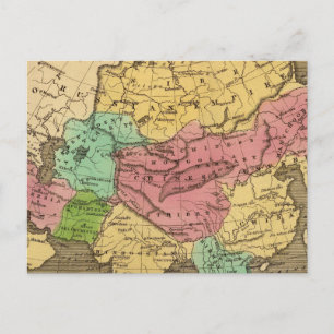 Postal Mapa Atlas de colores de mano de Asia 2