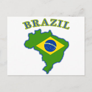 Postal Mapa/bandera de BRAZIl