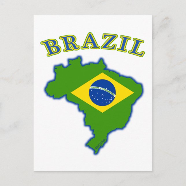 Postal Mapa/bandera de BRAZIl (Anverso)