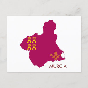 Postal Mapa/bandera de Murcia
