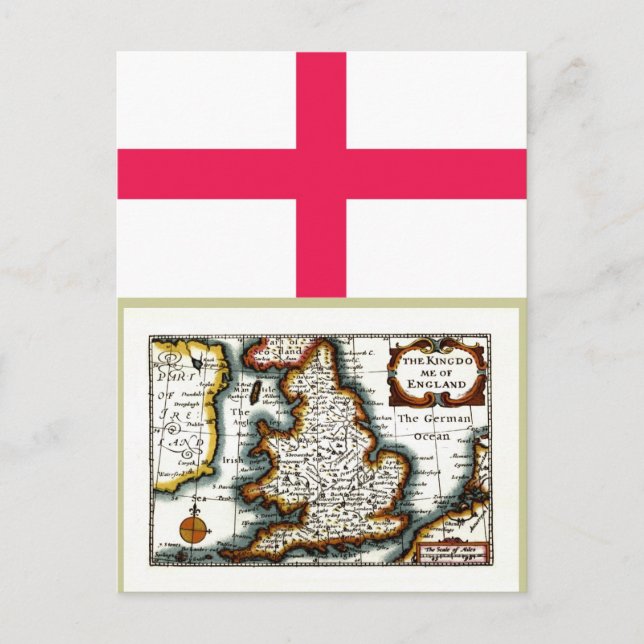 Postal Mapa/bandera del Reino de Inglaterra (Anverso)