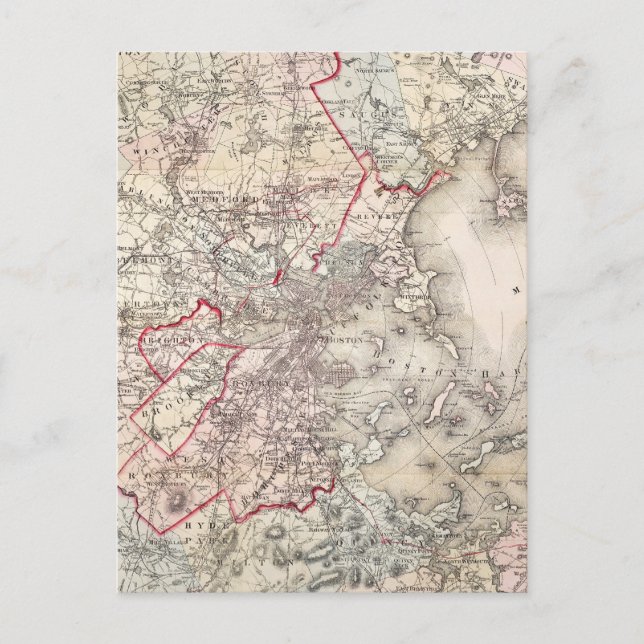 Postal Mapa: Boston, 1883 (Anverso)