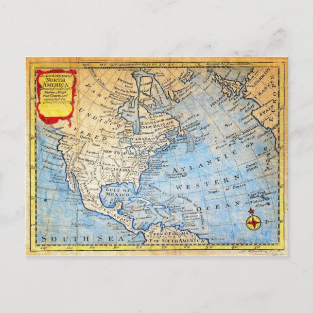 Postal Mapa Bowen 1747 de North America Geographicus N (Anverso)