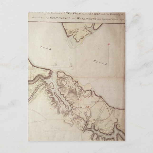 Postal Mapa británico del sitio de Yorktown, 1781 (Anverso)