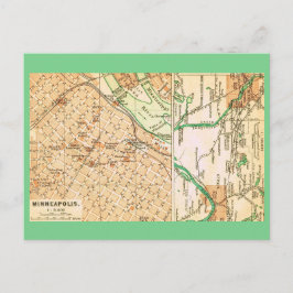 Postal Mapa callejero antiguo de Minneapolis