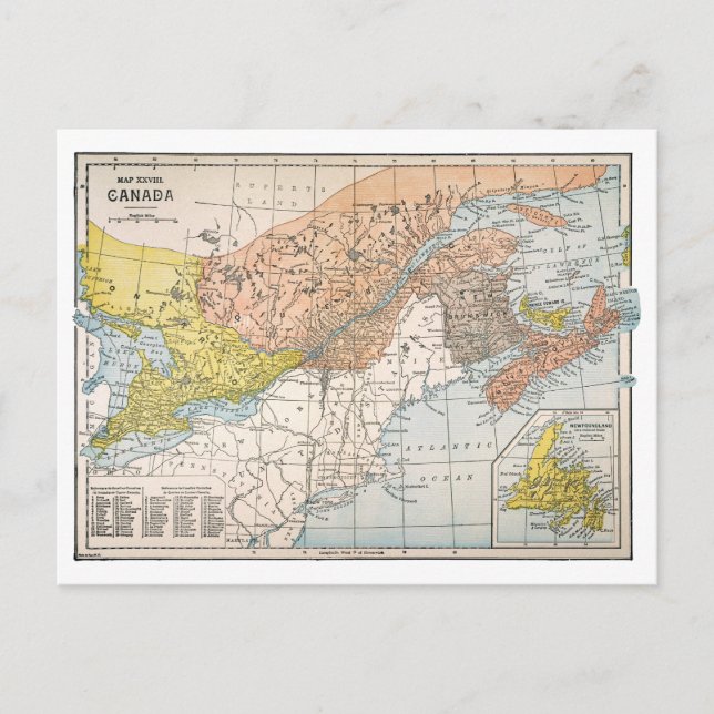 POSTAL MAPA: CANADÁ ORIENTAL (Anverso)