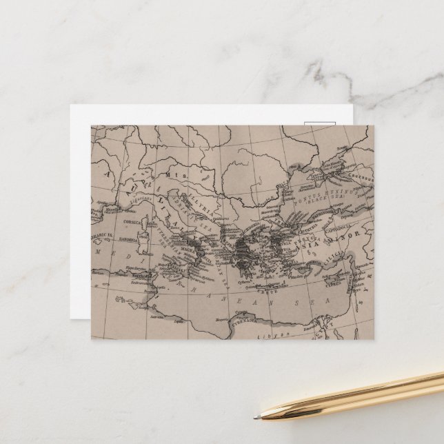 Postal Mapa, cartografía, geografía, mar Mediterráneo (Anverso/Reverso In Situ)