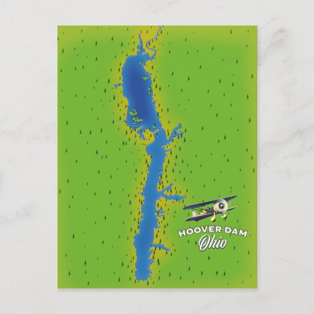 Postal Mapa cartográfico de Hoover Dam Ohio (Anverso)