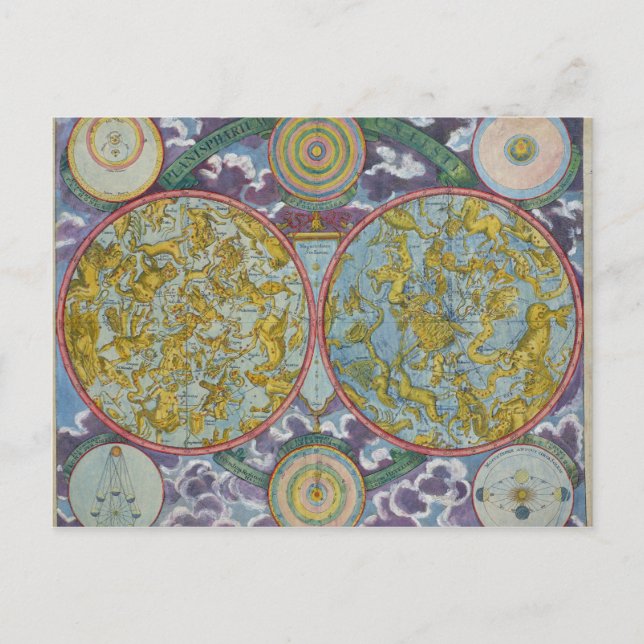 Postal Mapa celeste de los planetas (Anverso)