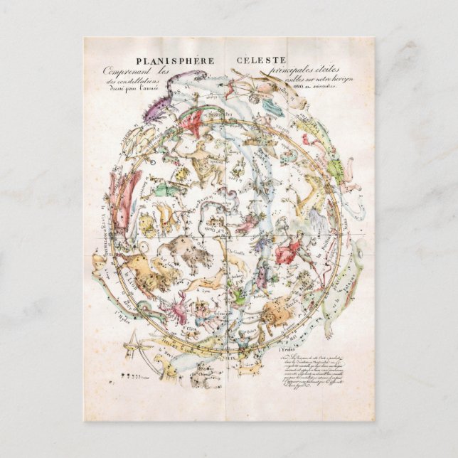 Postal Mapa celeste vintage (Anverso)