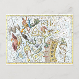 Postal Mapa celestial de las constelaciones del cielo vin