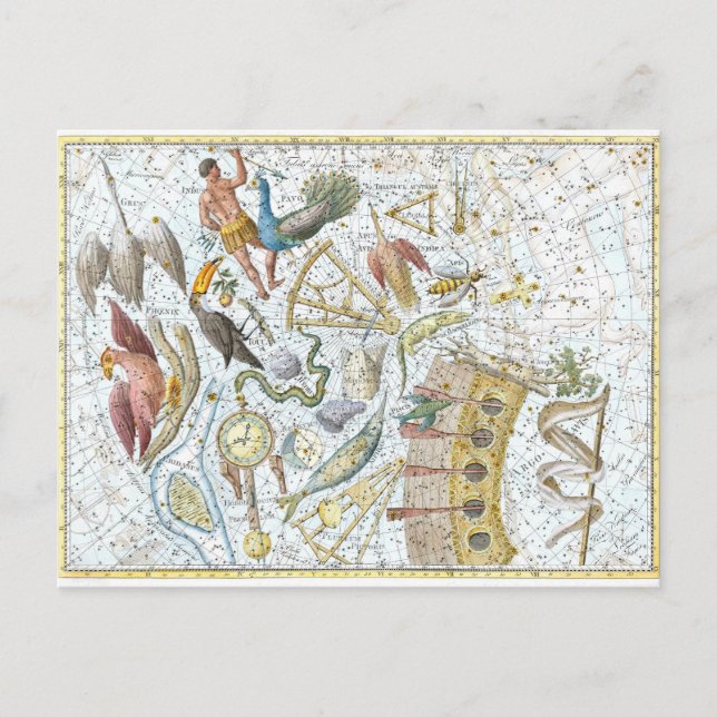 Postal Mapa celestial de las constelaciones del cielo vin (Anverso)