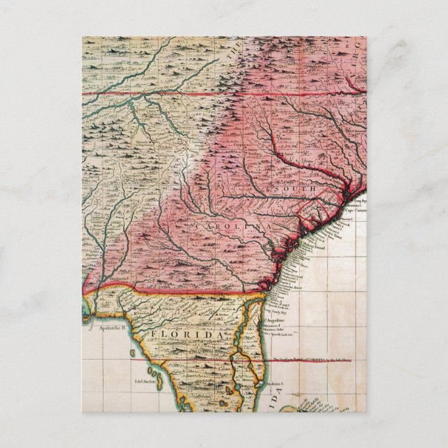 POSTAL MAPA COLONIAL AMÉRICA, 1733 (Anverso)